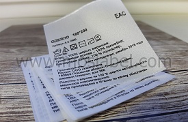 Печать на сатине информации об изделии